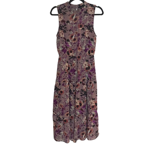 LuLus In My Dreams Mauve Floral Print Sleeveless Tiered Midi Dress Womens Size S